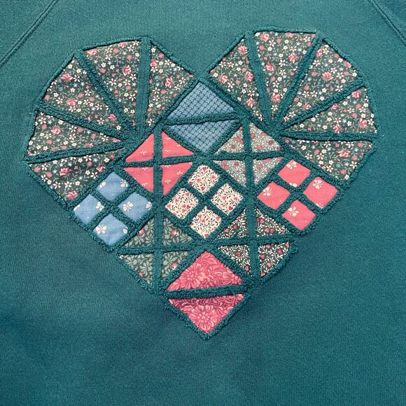Just My Size Quilt Heart Sweater Vintage 1X - Picture 2 of 7